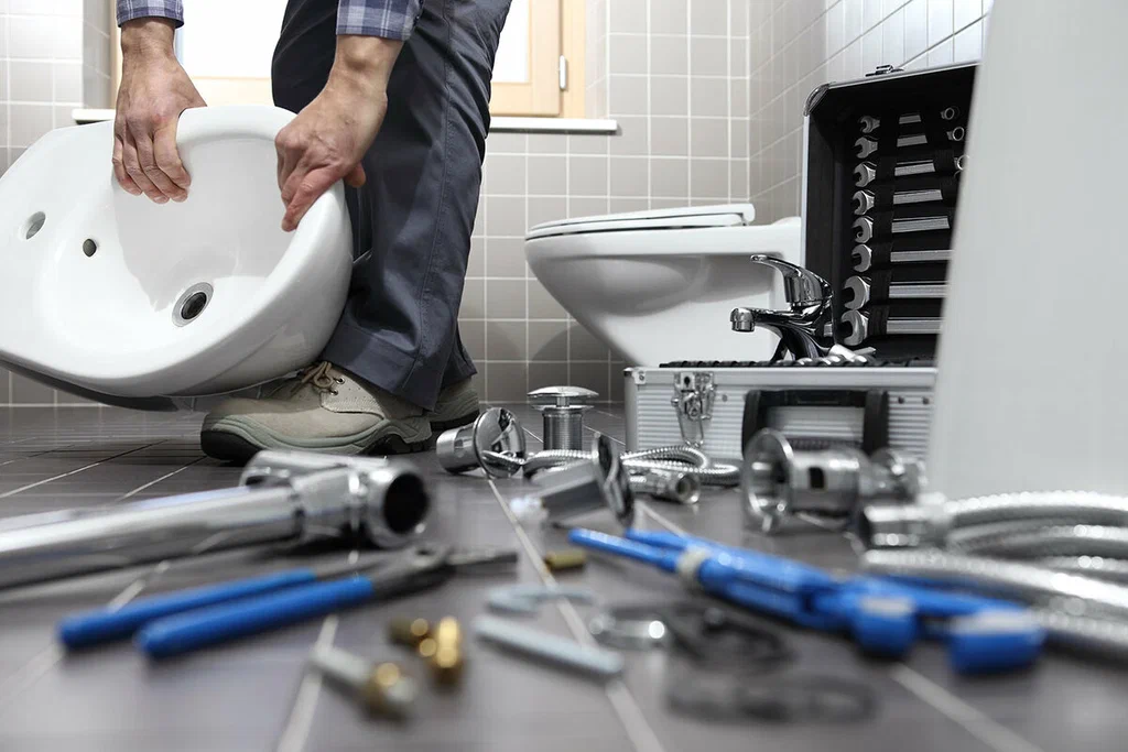 Plumbing tools prepared for a bathroom repair in Ruskin
