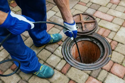 Plumber cleaning an outdoor sewer drain in Ruskin